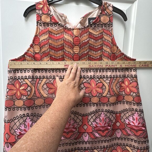 ECI‎ New York Dress Women’s Size XL Sleeveless Orange Floral Lined Summer - Picture 7 of 9